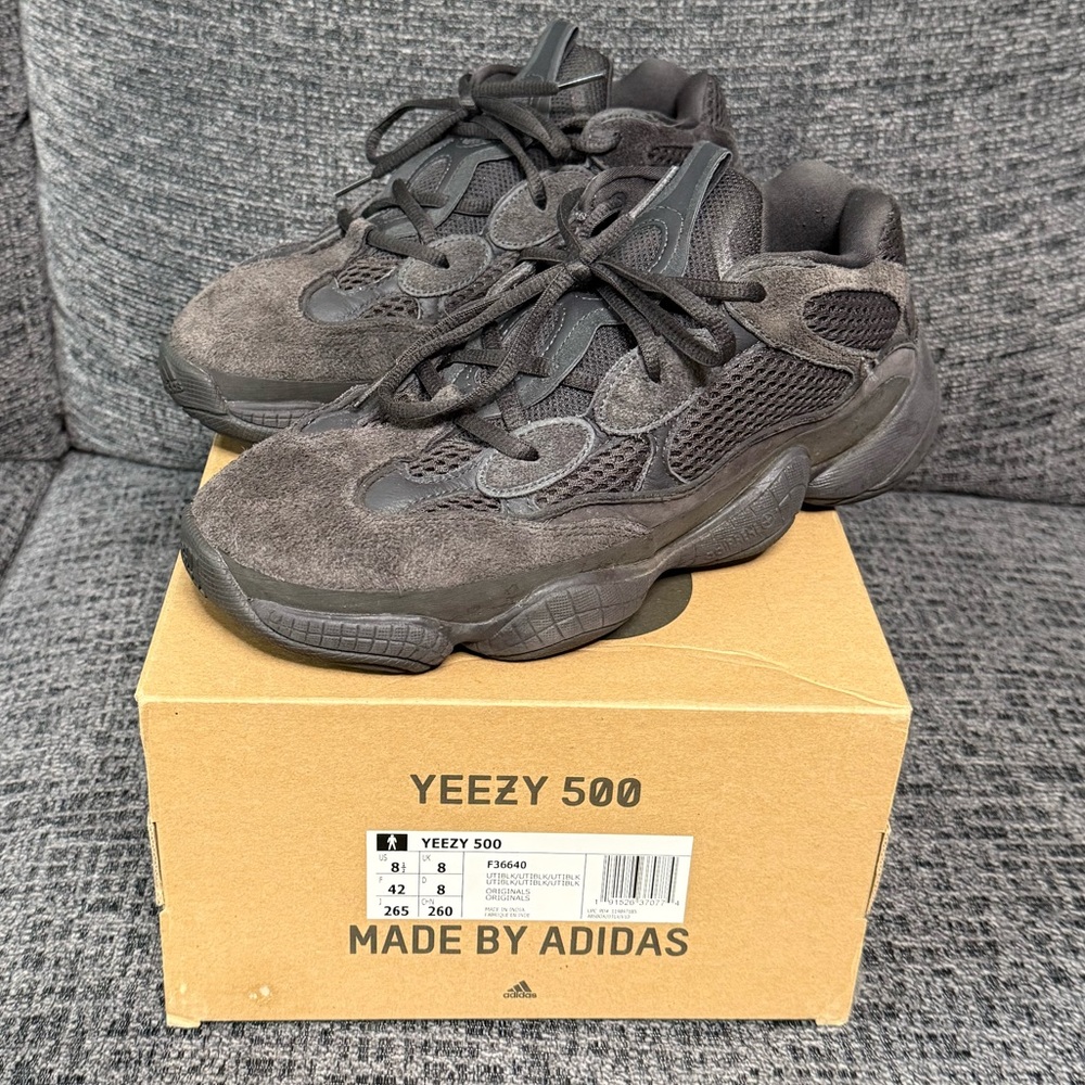 adidas Yeezy 500 Triple Black Suede & Mesh Sneakers